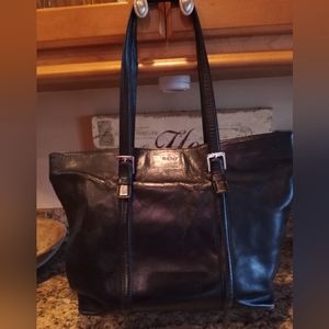 Vintage black leather DKNY tote